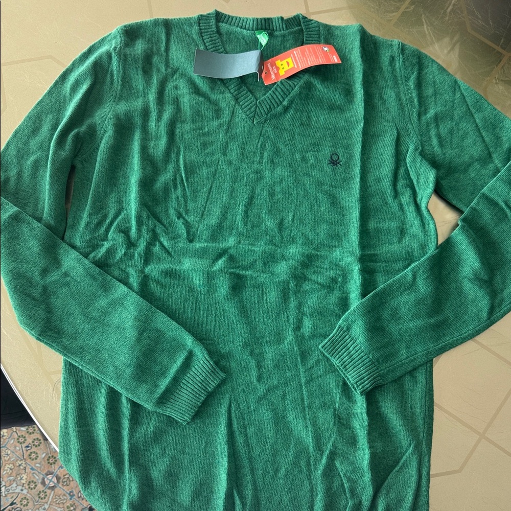 United Colors Of Benetton Emerald Green V-Neck Sweater